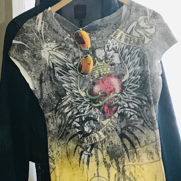 Crowned heart rock chic burnout tee - Picture 2 of 6